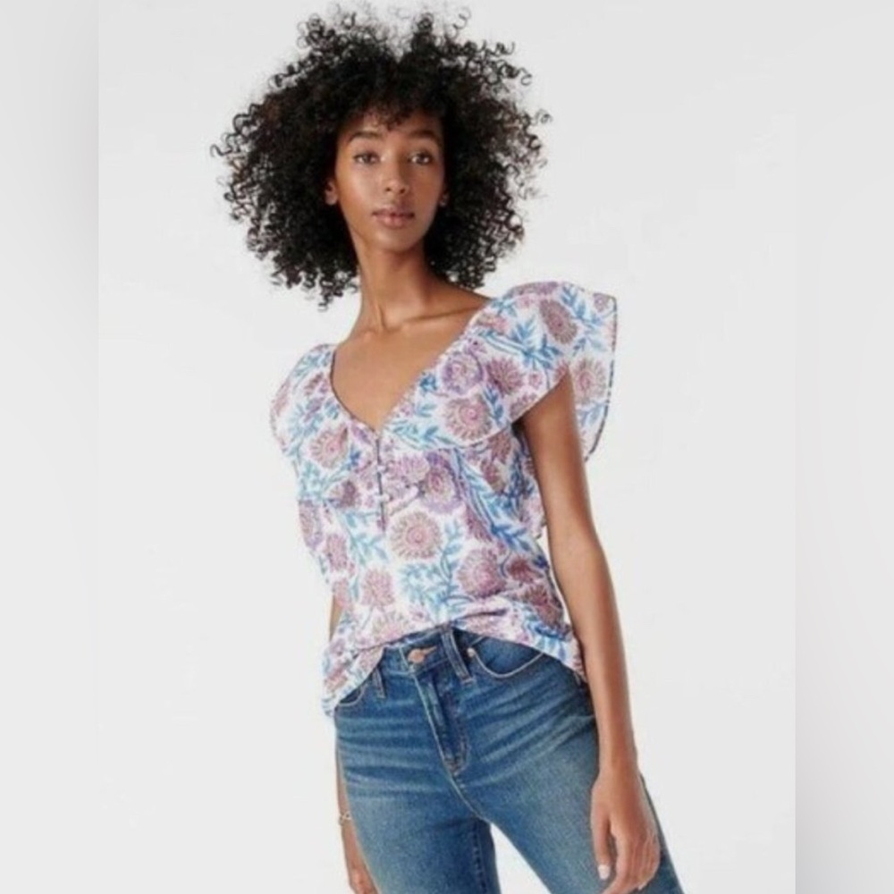j. crew floral blouse